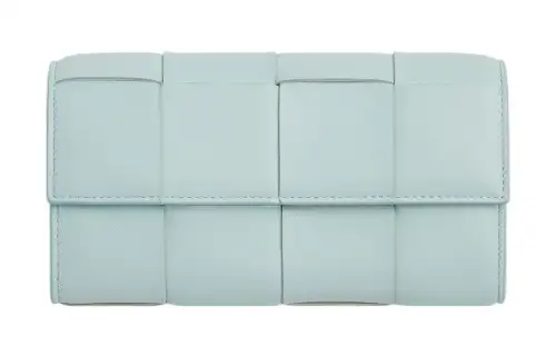 Bottega Veneta Lambskin Wallet Large Women's Washed Cyan