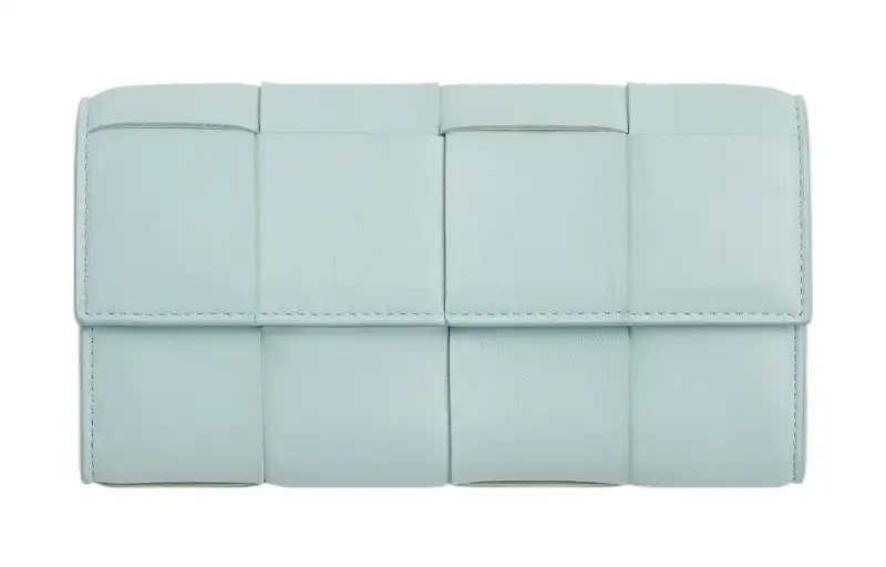 Bottega Veneta Lambskin Wallet Large Women's Washed Cyan