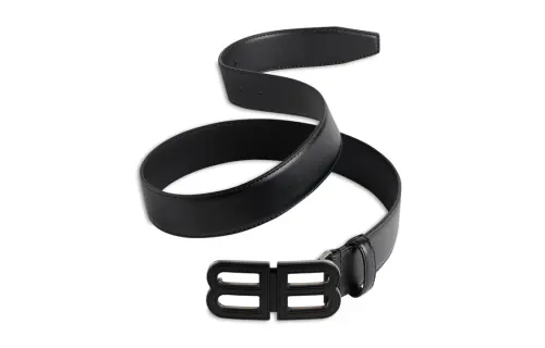 Balenciaga Cow Leather Belts Men's Black Width 3.3CM