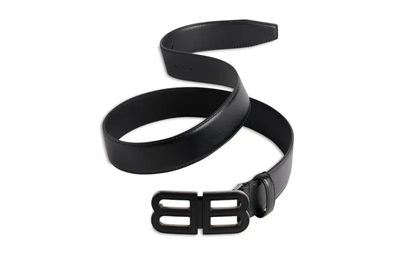 Balenciaga Cow Leather Belts Men's Black Width 3.3CM