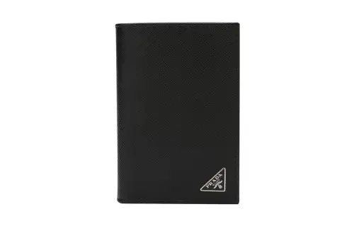 PRADA Saffiano Collection Cow Leather Card Holder Men's Black