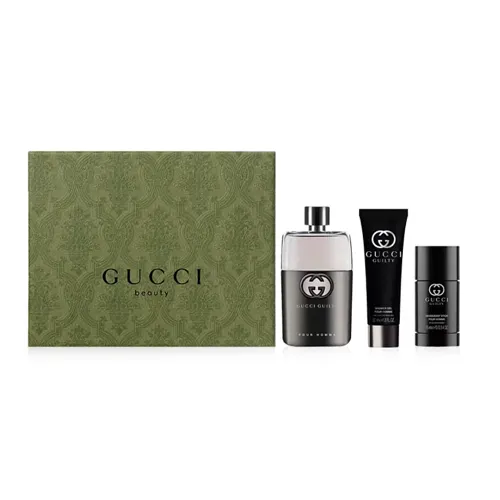GUCCI Gucci, perfume, antiperspirant, balm, shower gel, gift box, wooden fragrant set, 3 piece set, woody notes, Birthday gift