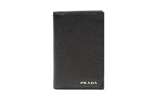 PRADA Calfskin Wallet, Card Holder Regular Men's Black