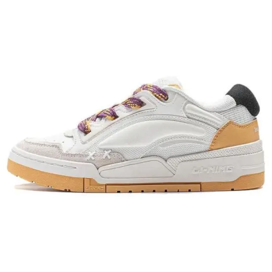 LINING Journey V2 Skateboard Shoes Women's Low-Top Ecru/Gold Apricot