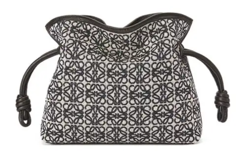 LOEWE Flamenco Fabric With Cow Leather Clutch, Crossbody Bag, Shoulder Bag Women's Black/White