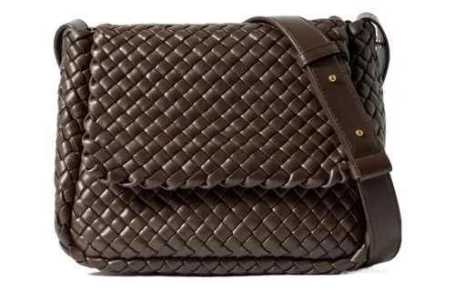 Bottega Veneta Leather Crossbody Bag, Shoulder Bag Women's Brown