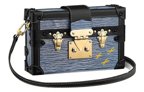 LOUIS VUITTON PETITE MALLE Epi Leather With Smooth Calfskin Trim Hard Box Shoulder Bag Crossbody Bag Women's Blue/Black