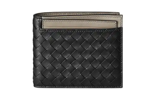 Bottega Veneta Cow Leather Wallet Men's Black/Dark Gray
