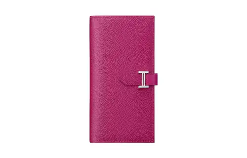HERMES Bearn Epsom Calfskin Wallet Women's L3 Rose Purple Rose