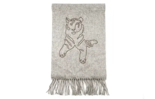 HERMES Cashmere Knit Scarves Unisex Light Mixed Gray