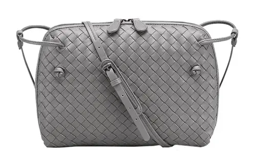 Bottega Veneta Woven Lambskin Crossbody Bag, Shoulder Bag Women's Light Gray