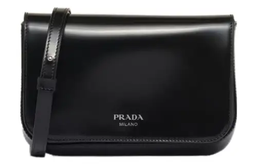 PRADA Leather Shoulder Bag, Crossbody Bag Mini Men's Black