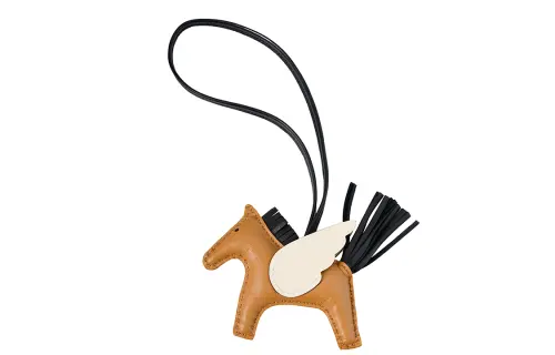 HERMES Rodeo Pegase Cow Leather Charms Unisex Brown