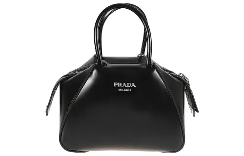 PRADA Leather One Shoulder Handbag Regular Women's Black