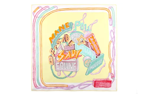 HERMES Chevaloscope Scarves Women's Yellow