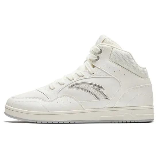 Anta Cushioning Wear-Resistant High-Top Skateboard Shoes Men's Ivory White