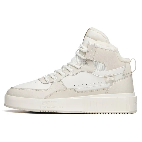 ANTA Life Collection Skateboard Shoes Women's High-Top Ivory White/Muddy Sand Gray