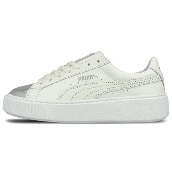 PUMA Basket Skate Shoes 'White Silver' Women's