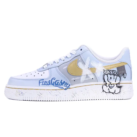 Nike Air Force 1 07 Air Force 1 Anti-Slip And Wear-Resistant Lightweight Low-Top Skateboard Shoes Women's Gray Blue
