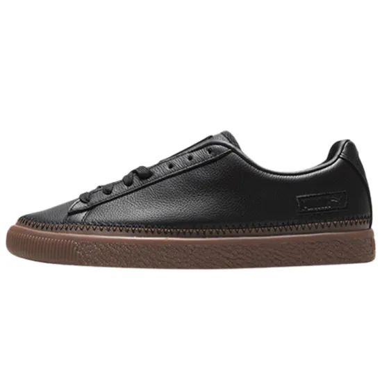 PUMA Unisex Basket Stitched Low Top Sneakers Black/Brown