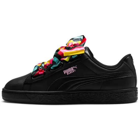 PUMA Basket Heart Generation Hustle Skateboarding Shoes Women's Low-top Black