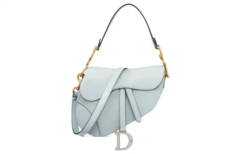 DIOR Magnetic adjustable removable straps, leather blue one-shoulder bag