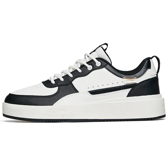 Anta Anti Slip Wear Resistant Lightweight Breathable Low Top Skateboard Shoes Black White