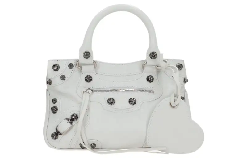 Balenciaga Neo Cagole Fine Grained Sheepskin Shoulder Bag, Crossbody Bag, Handbag Small Women's Optical White