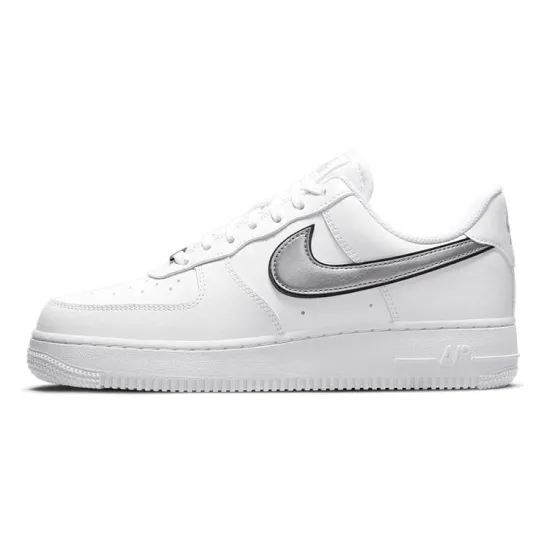Nike Air Force 1 Low '07 Essential White Metallic Silver Black Women's