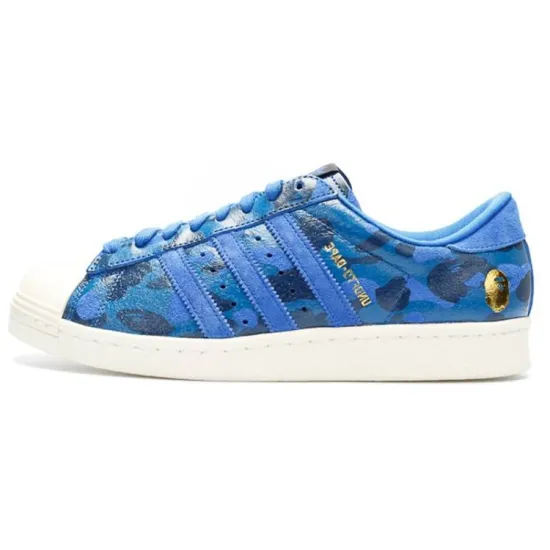 Adidas Originals Superstar 80s Undefeated Bape Blue Camo