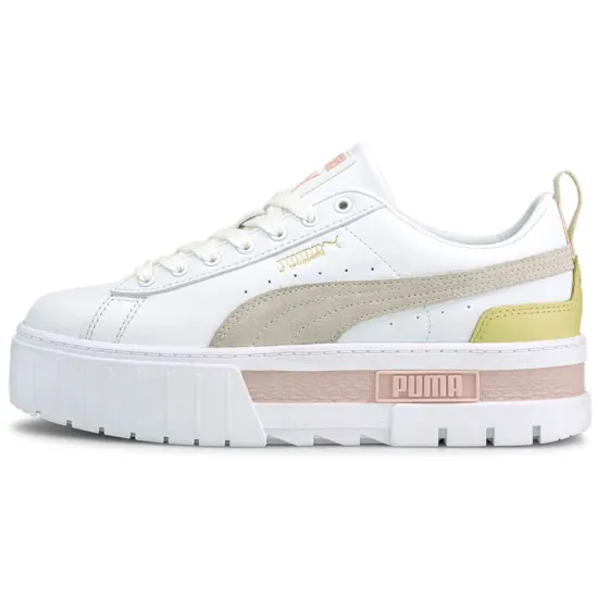 PUMA Mayze Skateboarding Shoes Women's Low-top White/gray/yellow