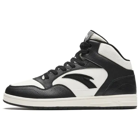 ANTA Skateboard Shoes Men High-Top Ivory White/Black