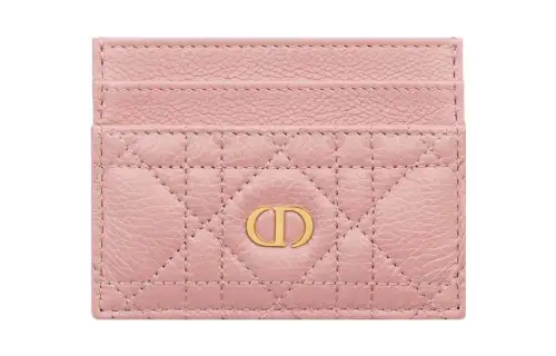 DIOR Caro Soft Cow Leather Card Holder Card Holder Women's Washed Pink