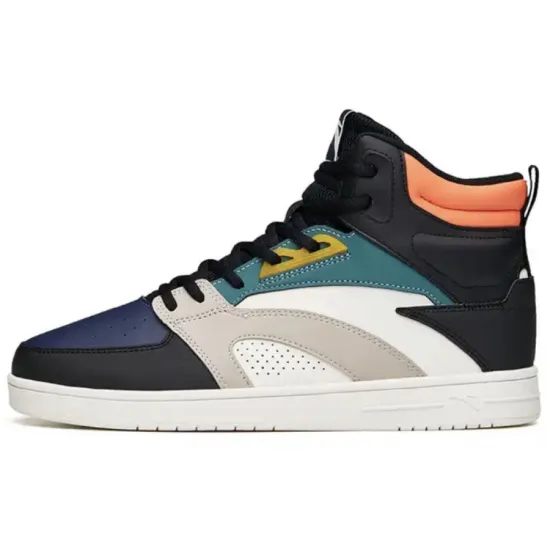ANTA Life Collection Skateboard Shoes Men High-Top Black Blue White