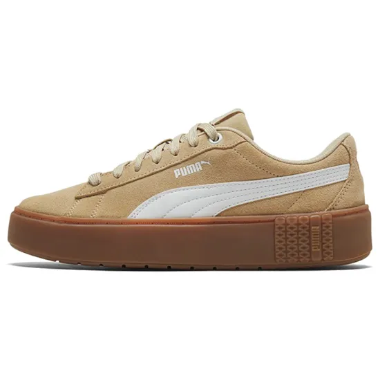 Puma Smash Platform Skateboarding Shoes Women's Low-top Khaki/White