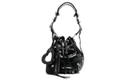 Balenciaga Calfskin Bucket Bag, Crossbody Bag Regular Women's Black