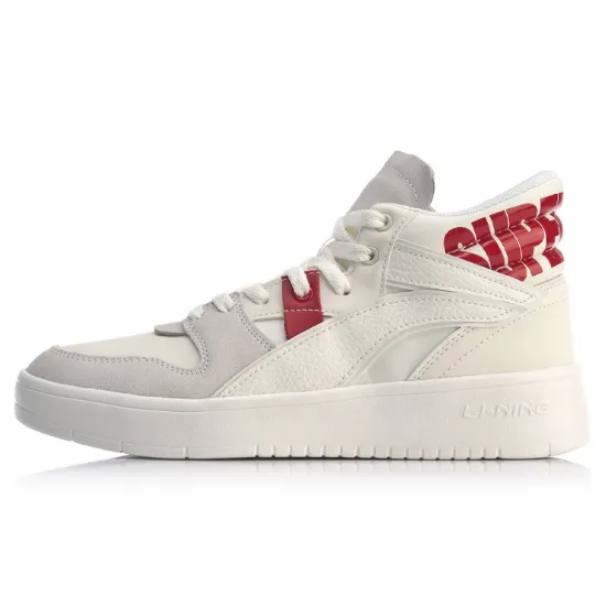 LiNing Wave Superwave Hi Anti-Slip And Wear-Resistant Lightweight Mid-Top Skateboard Shoes Men's White Red