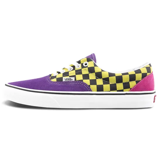 Vans Era Skateboarding Shoes Unisex Low-top Purple/black And Yellow Checkerboard