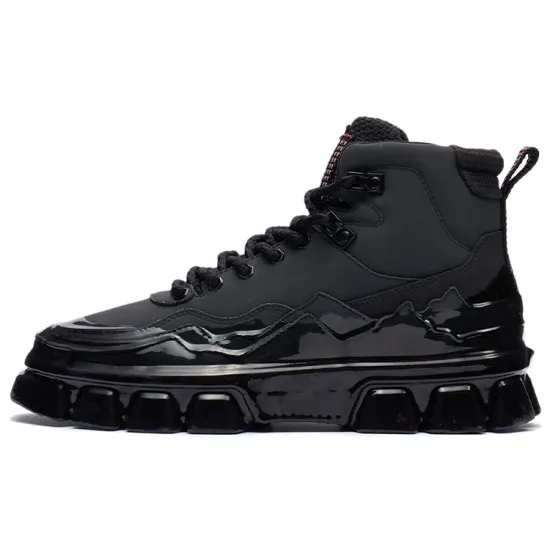 LiNing CF Tracing Majestic Anti Slip Wear Resistant High Top Skateboard Shoes Unisex Black