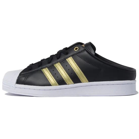 Adidas Originals Superstar Mule Black Gold Metallic Women's
