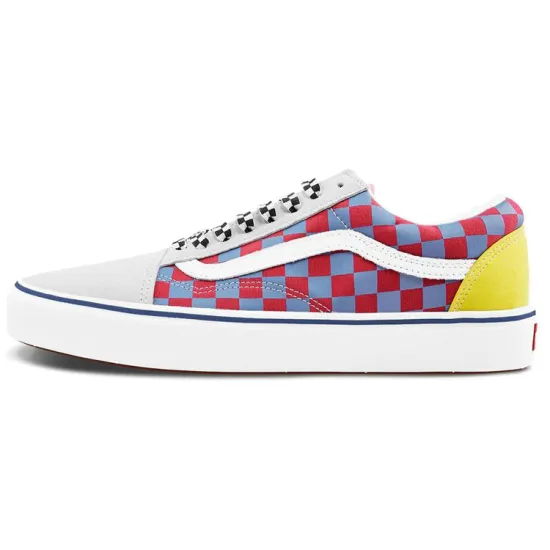 Vans Old Skool Skateboarding Shoes Unisex Low-top Blue And Red Checkerboard