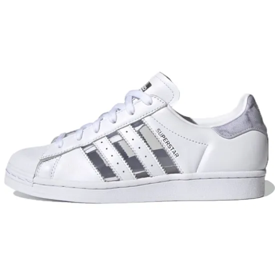 Adidas Originals Superstar Skateboard Shoes Women's Low-Top White Gray/Purple