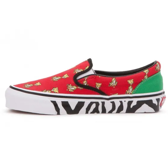 Aries X Vans Slip-on Skateboarding Shoes Unisex Low-top Red/White