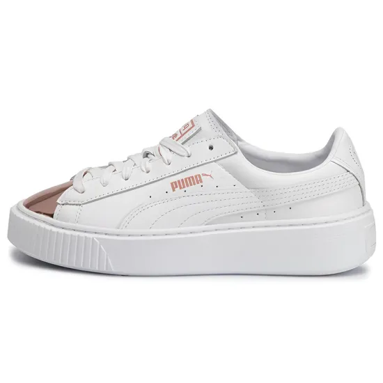 PUMA Basket Skateboarding Shoes Women's Low-top White/Gold