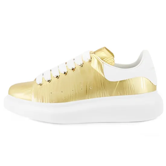 Alexander McQueen Skateboard Shoes Women's Low-Top Gold/White