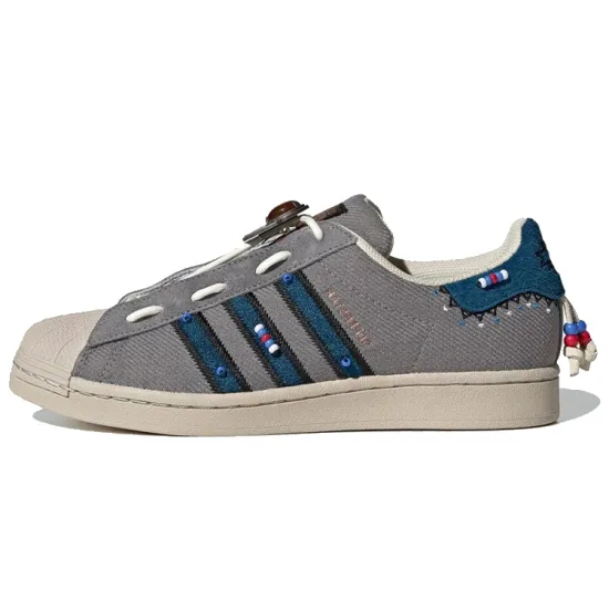 Adidas Originals Superstar Laceless Skateboarding Shoes Unisex Low-top Gray/Blue/Red