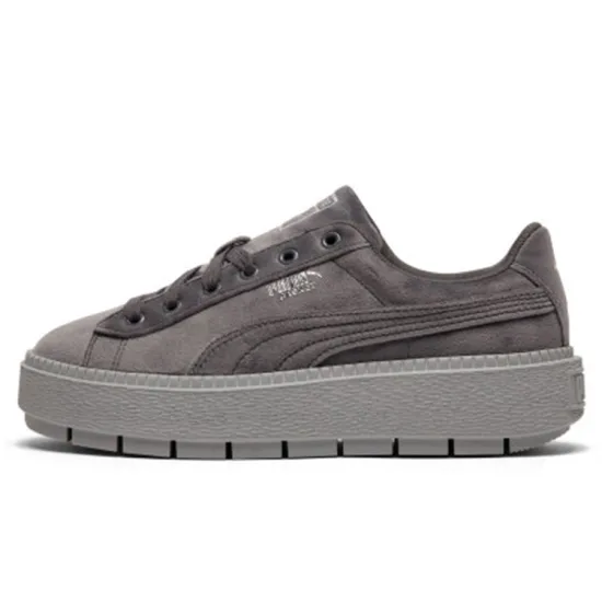 Puma Platform Trace Skateboarding Shoes Women's Low-top Gray