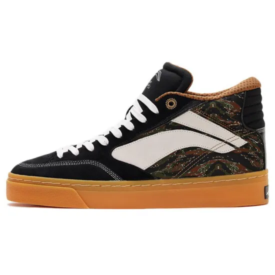 LiNing Wave Skateboard Shoes Men Mid-Top Black/Snow White/Moss Green