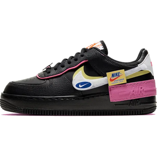 Nike Air Force 1 Low Shadow Removable Patches Black Pink Women's