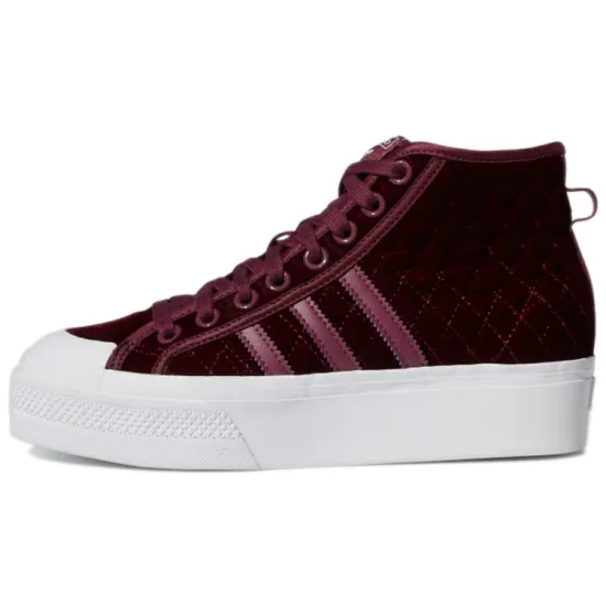 Adidas Originals Nizza Platform Mid Victory Crimson Velour Women's